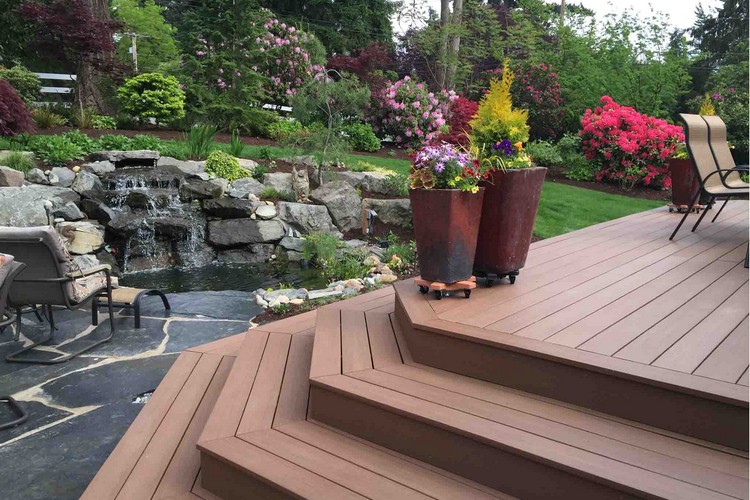 Composite Deck and Stone Walkway