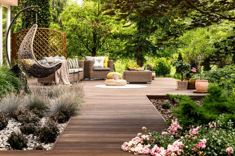 Wood Deck and Landscaping