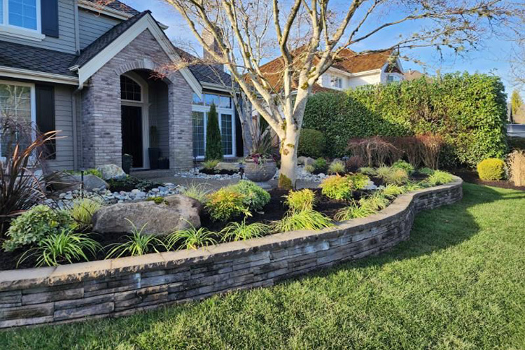 Retaining Wall and Lawn