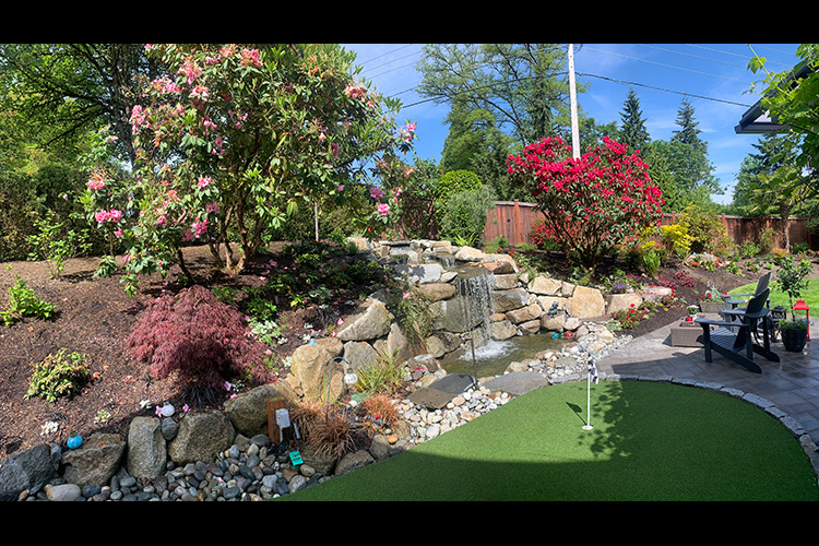 Waterfall and putting green